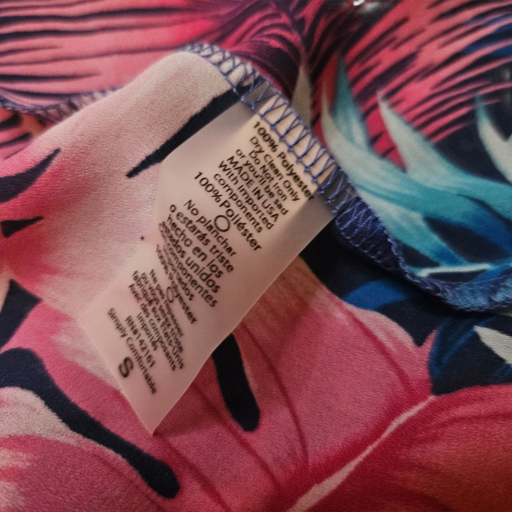LuLaRoe Shirley Small Blue Pink Orange Tropical Print Kimono Sheer Cover Up - Picture 4 of 6